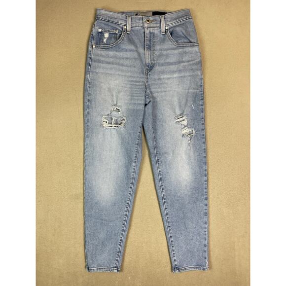 Silver Tab Levis Jeans Womens 28 Blue Mom Jean Distressed High Rise Tapered - Picture 1 of 15